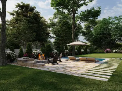 3D Exterior Scene 3D model design garden and landscape 3D model 17