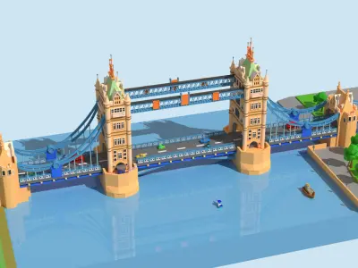 London - tower bridge Low-poly 3D model