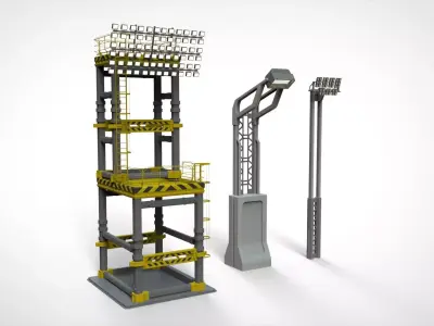floodlight 7 stadium lighting tower 3D model