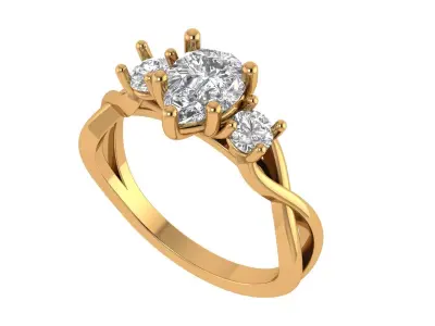 Pear Solitaire Ring 3D print model
