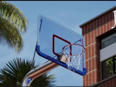 School or University Campus with Sports Ground Low-poly 3D model