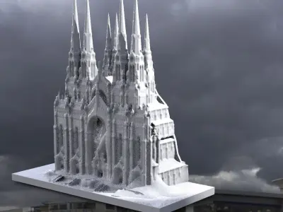 Fantasy Cathedral Grand front spire 3D print model