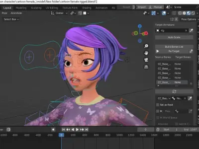 Cartoon male and female Rigged Low-poly 3D model