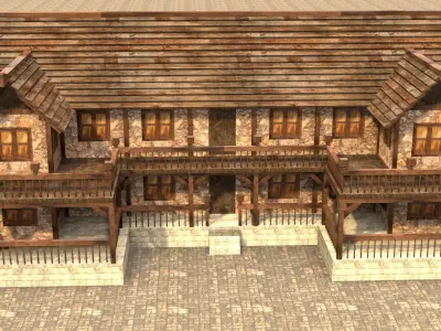 medieval house low poly Low-poly 3D model