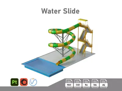 Water Slide 03 Low-poly 3D model