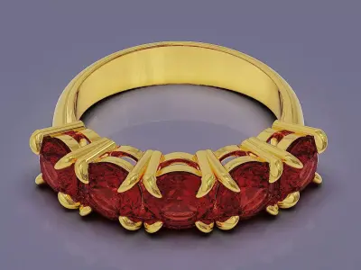 Round cut five stone ring 3D print model