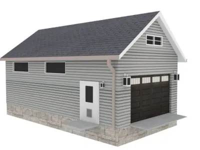 Garage with two doors and roof 3D model