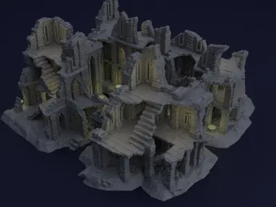 Old Ruins Tabletop Terrain 28 MM 3D print model