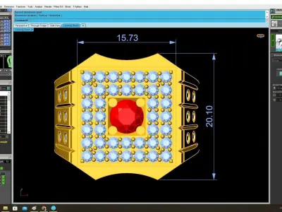 Luxury Square Diamond Ring with Center Gem for Men 3830 3D print model