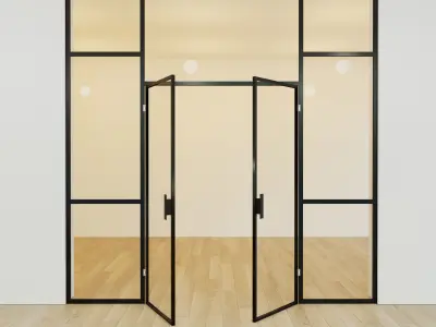 Glass partition door Set 14 Low-poly 3D model
