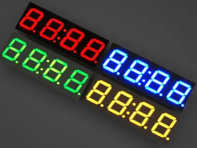 Illuminated Clock 7 Segmented LEDs Set 3D model