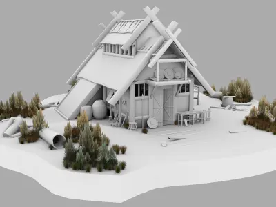 Viking House Low-poly 3D model