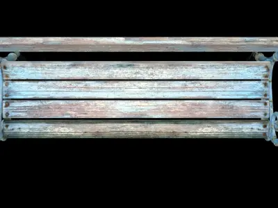 Realistic Old Textured Bench 3D model