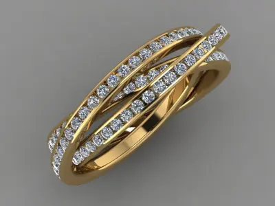3 Lines Pati Chennel Ring Band 3d Print Ring Model Free 3D print model
