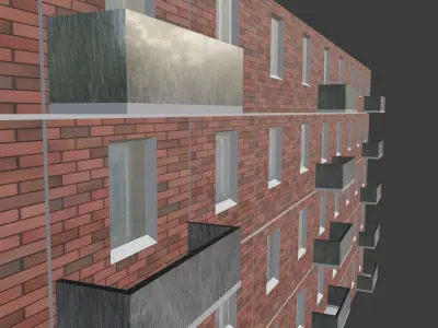 Brick Building 5 Floors Low-poly 3D model