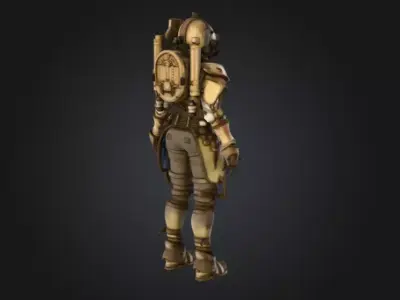 Steampunk Diver Blueprint Low-poly 3D model