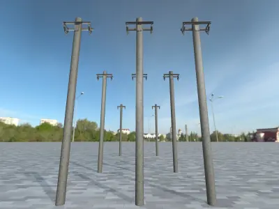 Steel power pole without ladder - Objekt  063 Low-poly 3D model
