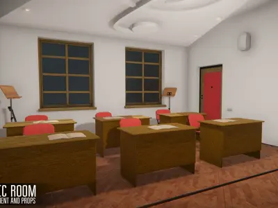 Music room - environment and props Low-poly 3D model