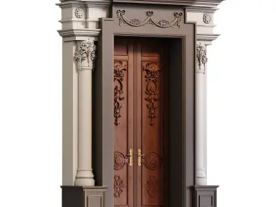 Classic Wood Entrance 934 Low-poly 3D model