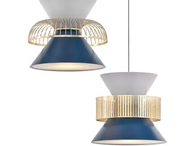 PELLA two pendant lights gold 3D model