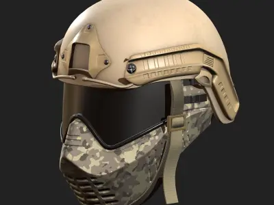 Helmet mask scifi military combat soldier armor  Low-poly 3D model