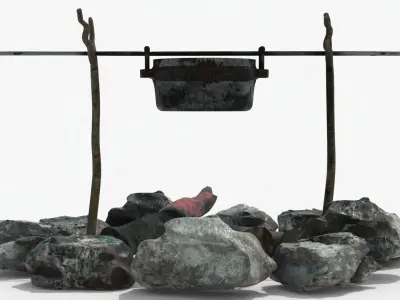 Realistic Campfire  Low-poly 3D model