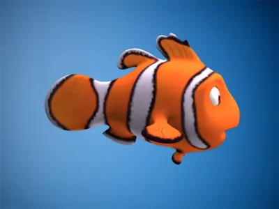 Rigged cartoon fish Low-poly 3D model