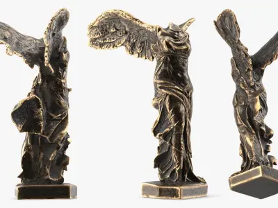  Nike Samothrace Victory Bronze Statuette 