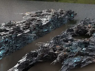 Dark Cyberpunk Slums city block 3 3D model