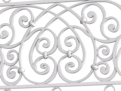 Classic balcony Forged Fence 3D model