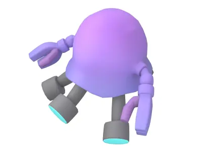 Jellyfish Robot Character v1 001 Low-poly 3D model