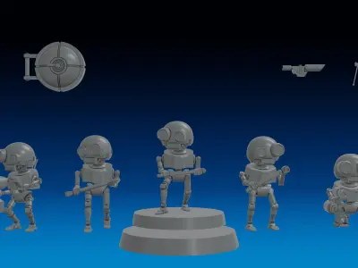 EXPENDABLE SERVOCORES - ASSISTANT DROID SQUAD -MONOPOSE- 28mm 3D print model