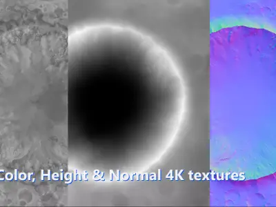 Moon Terrain Recent Impact Crater Blender FBX 4K maps 3D model