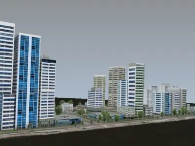 New modern city very low poly model Low-poly 3D model