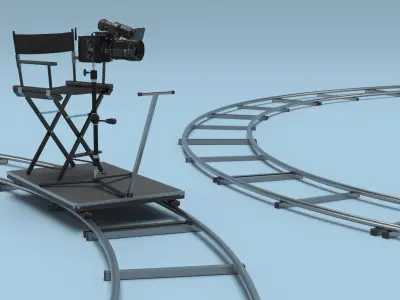  Circular Camera Dolly with Seat and Camcorder 