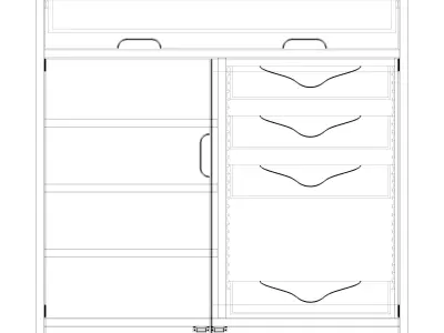 commode 2 wooden cabinet with doors and drawers 3D model