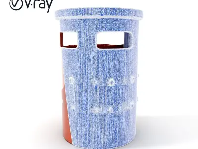 Metal Cylinder Trash Bin Model Pack for Environment Design Low-poly 3D model