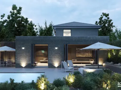 VRay - C4D Scene files - House Jackson Exterior 3D model 3D model