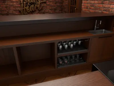 Cosy bar Low-poly 3D model