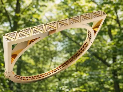 Geometric Closed Bangle Bracelet 3D print model