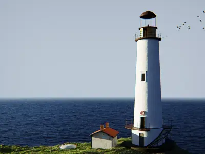 Old Lighthouse 3d Scene Low-poly 3D model