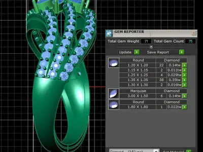 Diamond Ring for Women 3D print model 8