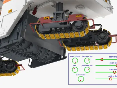 Wirtgen W2000 Asphalt Milling Machine Rigged 3D model