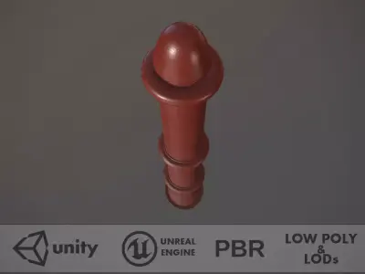 Barrier Bollard pack 5 Red v1 Low-poly 3D model