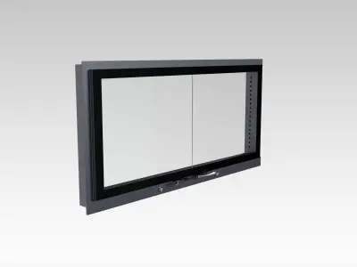 Black fireplace glass two door frame 3D model