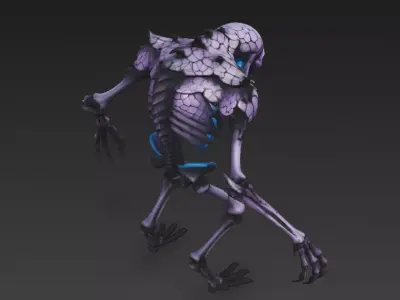 Purple Skeletal Humanoid Monster 3D Model 3D model 3D model