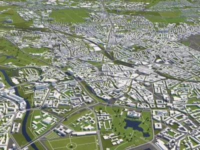 Hanover Germany 50x50km 3D City Map 3D model
