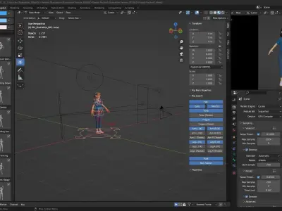 Cartoon Woman Illustration Style Rigged Low-poly 3D model