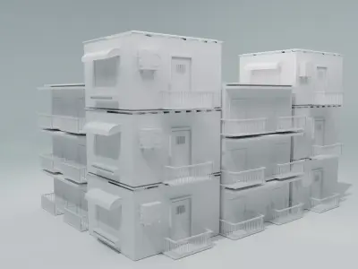 Simple Low Poly Buildings Low-poly 3D model