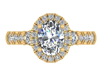 Oval-Cut Blue Gemstone Halo Engagement Ring 3D print model